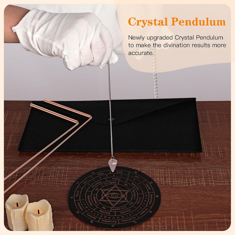 Mardili 99.9% Pure Copper Dowsing Rods Kit- 2PCS 11.8 * 5.12 Inch Divining Rods+Gift Bag+Gloves for Water Divining Witching, Energy Healing, Paranormal, Ghost Hunting, Gold, Yes No Questions (Black) - Image 4